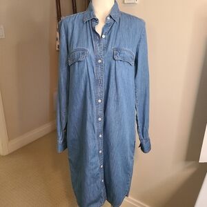 Banana Republic Denim Dress Cotton/ Linen Blend Size M Long Sleeve